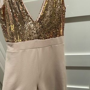 ASOS New Look sequin and blush wide-leg jumpsuit - size 8